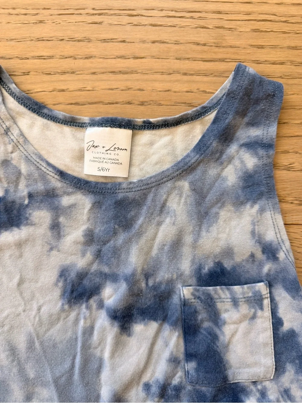 Jax & Lennon Co Blue Tie-Dye Pocket Tank Top
